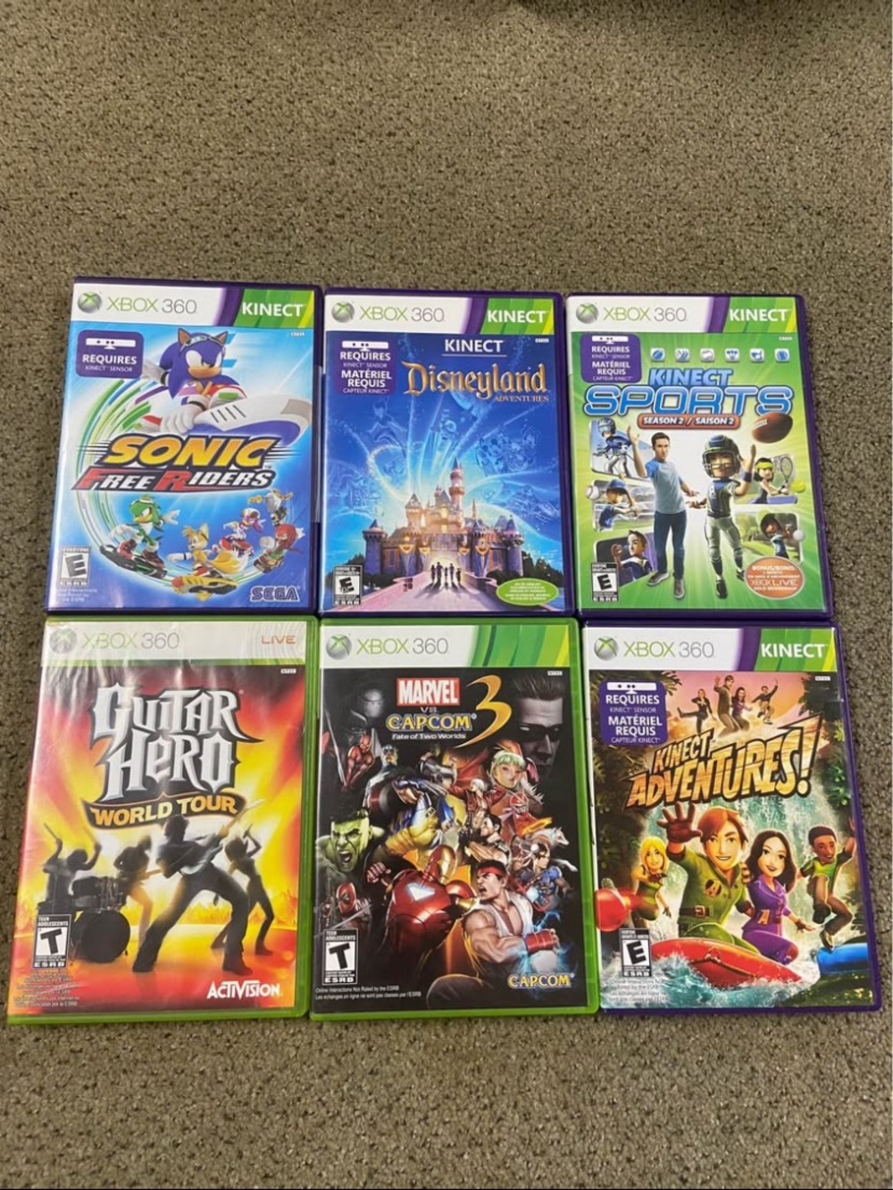 Kinect Game Bundle - Mixed Titles (Green Cases)